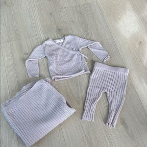 Wear Pippin Knit Baby Wrap Top & Leggings Set  Lilac 1-3 month 100% cotton